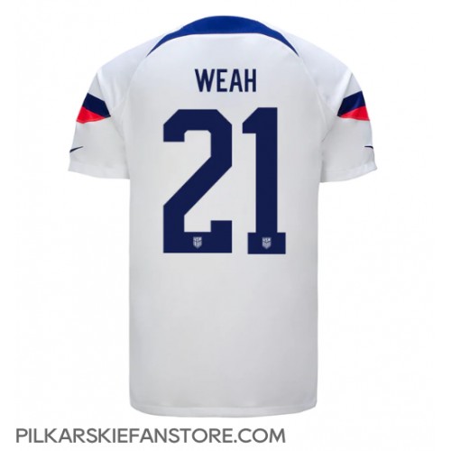 Tanie Strój piłkarski Stany Zjednoczone Timothy Weah #21 Koszulka Podstawowej MŚ 2022 Krótkie Rękawy